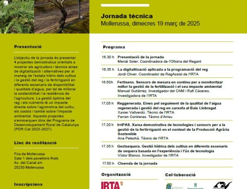 Jornada tècnica – Eines de digitalització per al maneig sostenible del reg i la fertirrigació en diferents escenaris